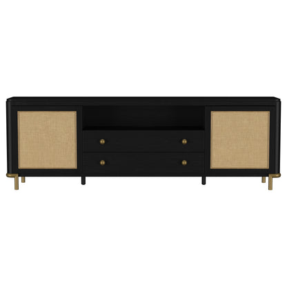 Benson Black 2-Door TV Stand - Spacious Storage & Coastal Style