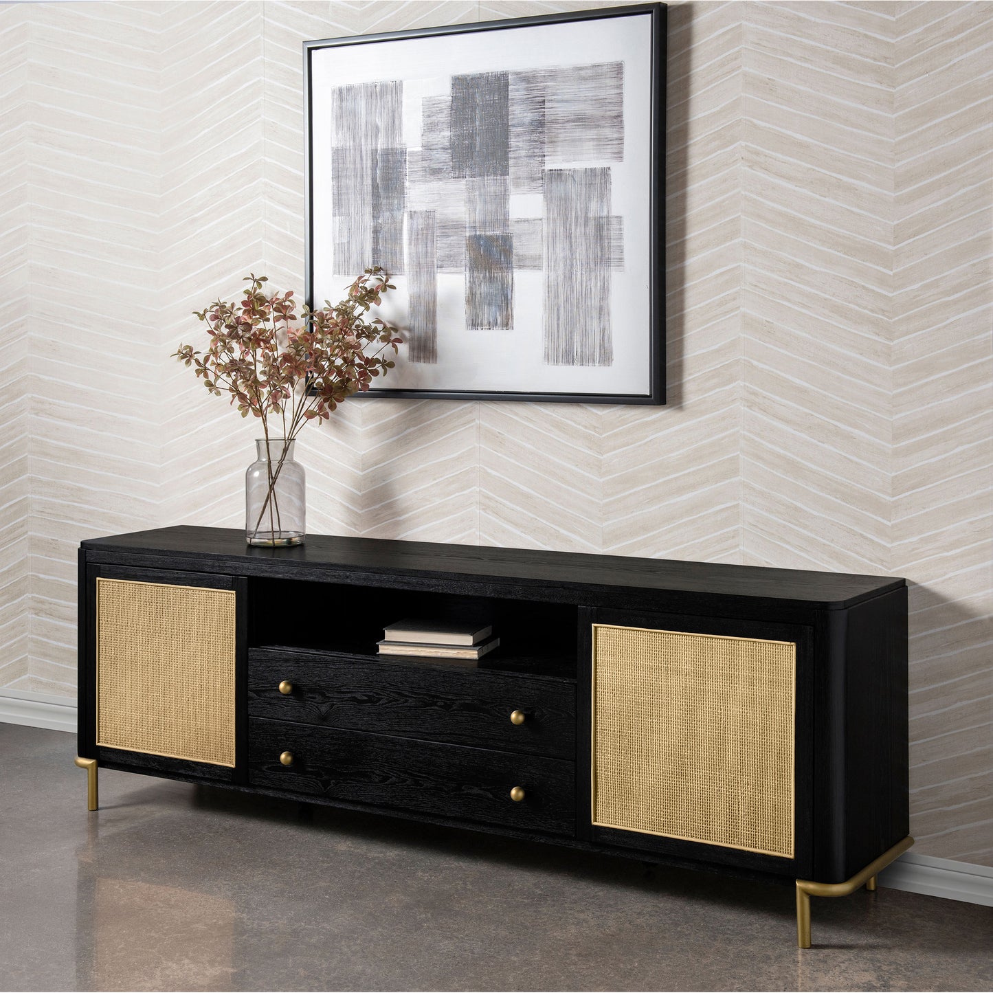 Benson Black 2-door TV Stand