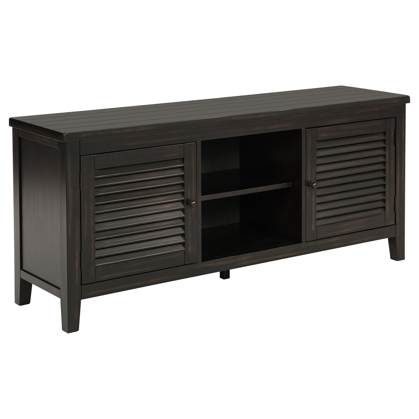 Coastal Wood TV Stand with Storage for Living Room Entertainment