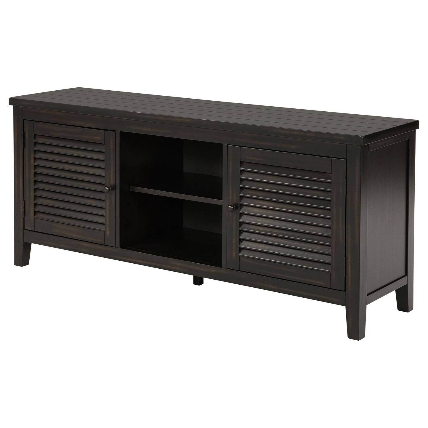 Coastal Wood TV Stand with Storage for Living Room Entertainment