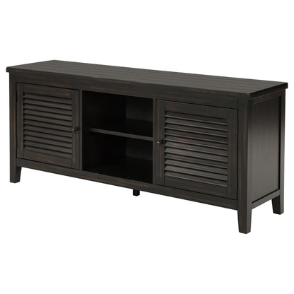 Coastal Wood TV Stand with Storage for Living Room Entertainment
