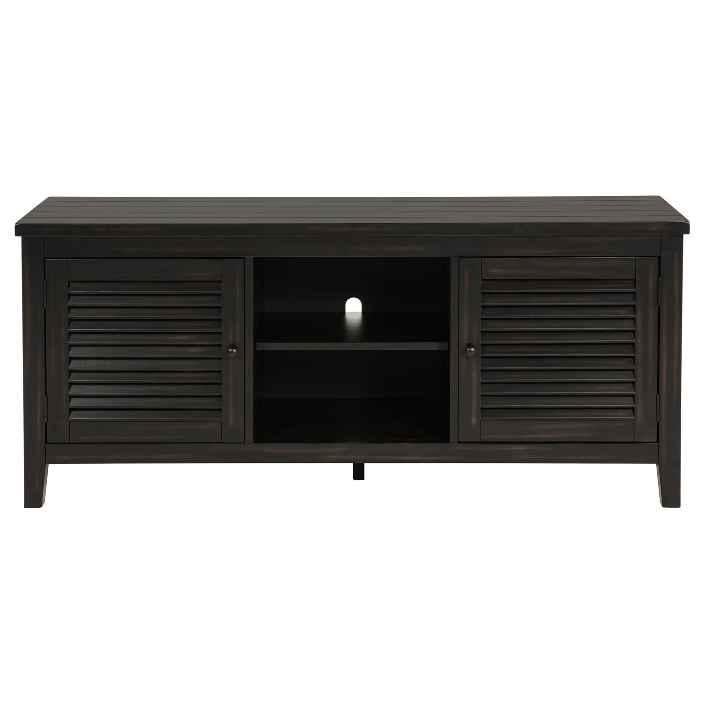 Coastal Wood TV Stand with Storage for Living Room Entertainment