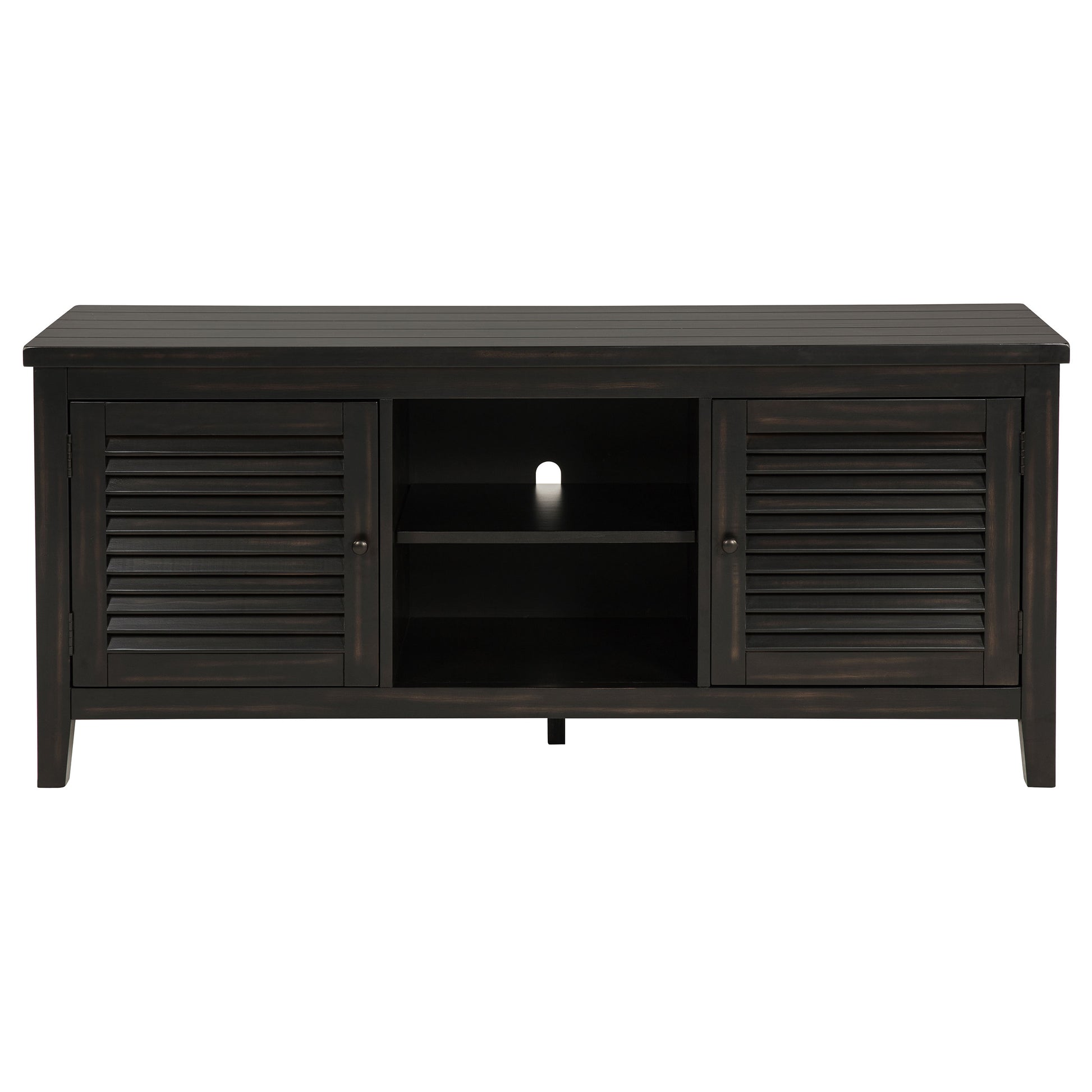 Coastal Wood TV Stand with Storage for Living Room Entertainment