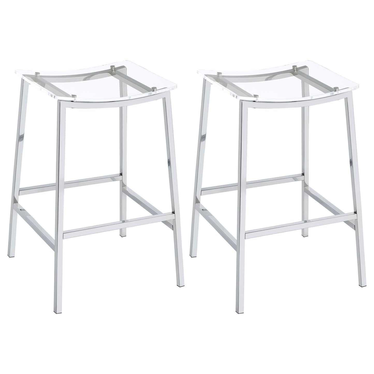 Staten Chrome Backless Bar Stools (Set of 2) - Modern Dining Seating
