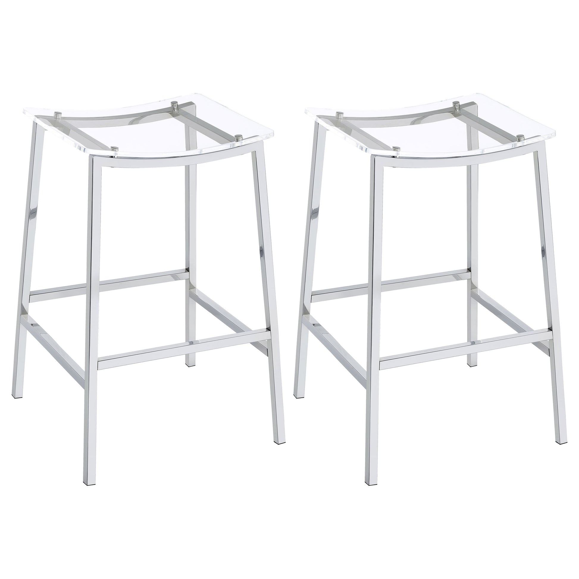 Staten Chrome Backless Bar Stools (Set of 2) - Modern Dining Seating