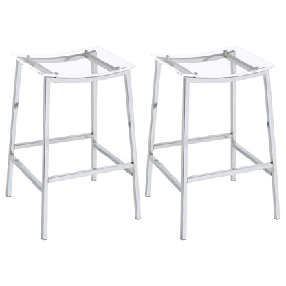 Staten Chrome Backless Bar Stools (Set of 2) - Modern Dining Seating