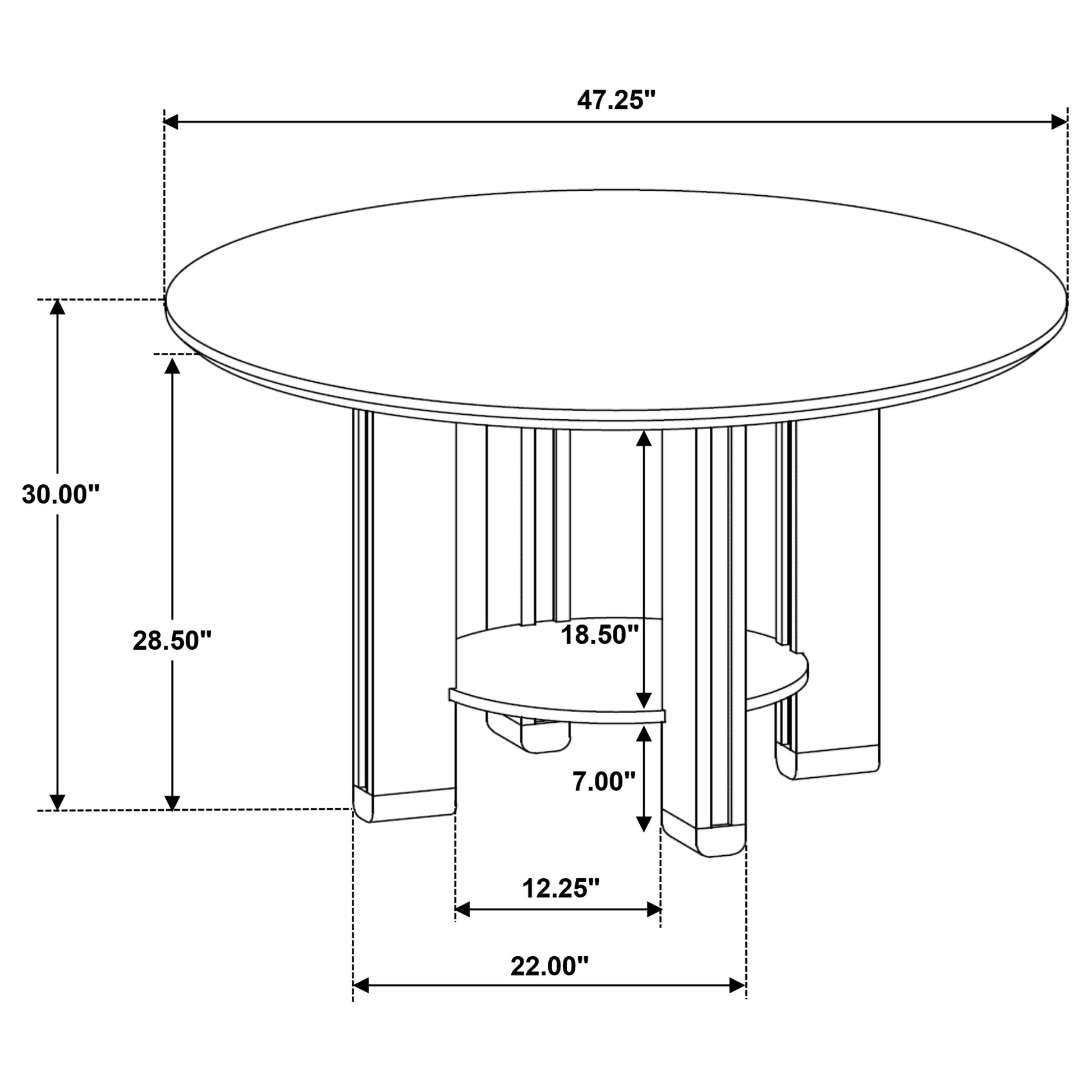 Round Brown Rubberwood Dining Table with Open Storage Shelf