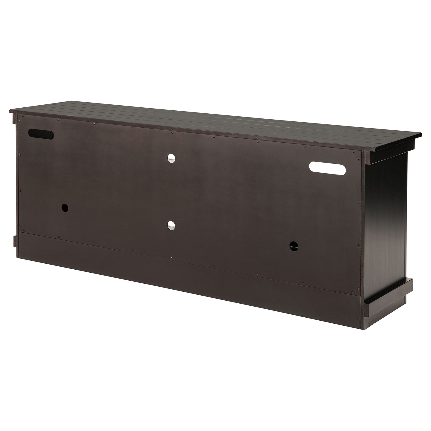 Farmhouse TV Console with Storage, Distressed Brown Pine Wood for Living Room