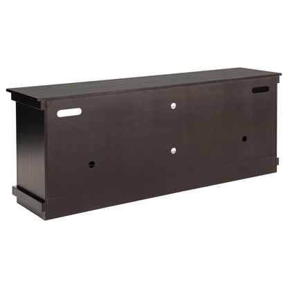 Farmhouse TV Console with Storage, Distressed Brown Pine Wood for Living Room
