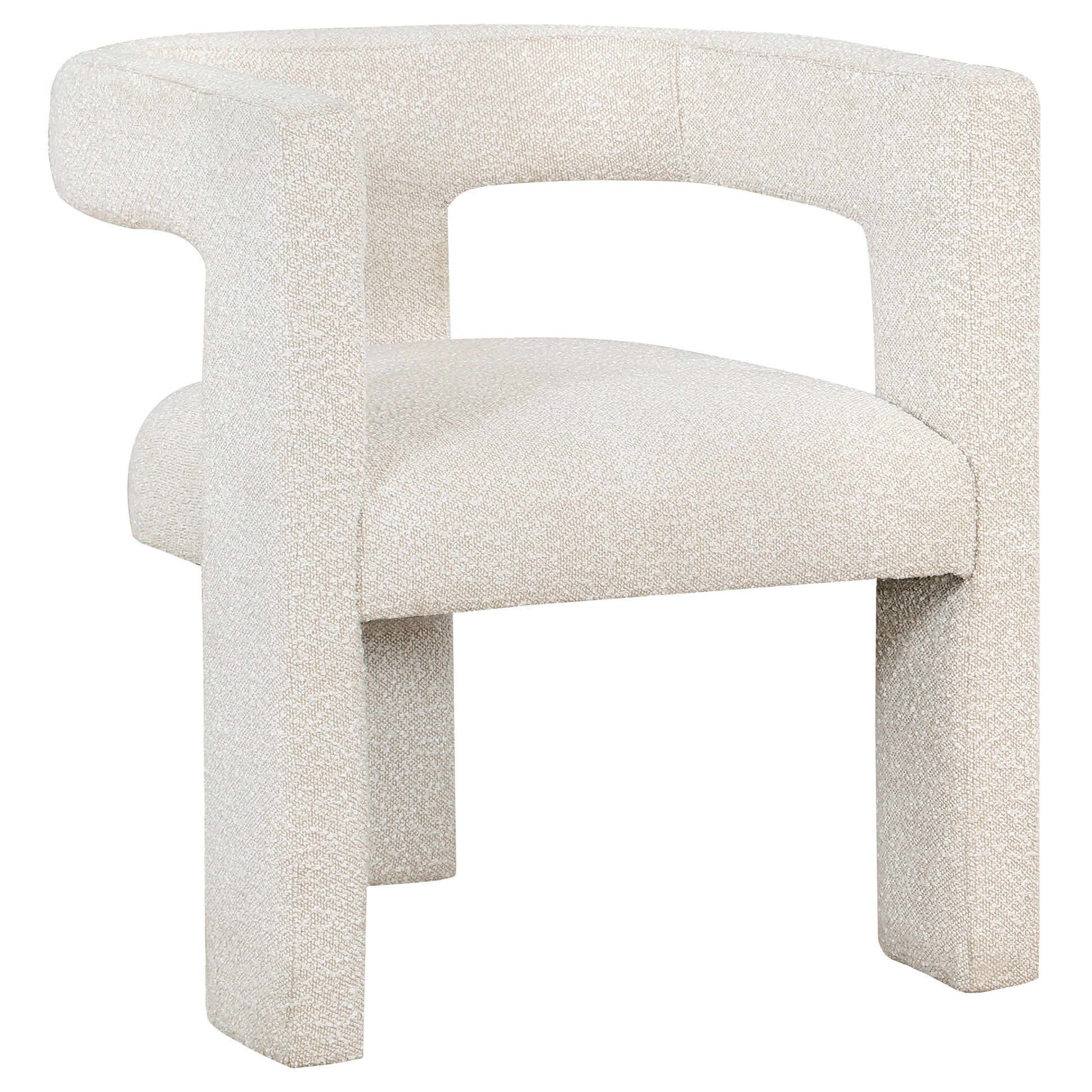 White Bouclé Side Chair - Dining Room Accent