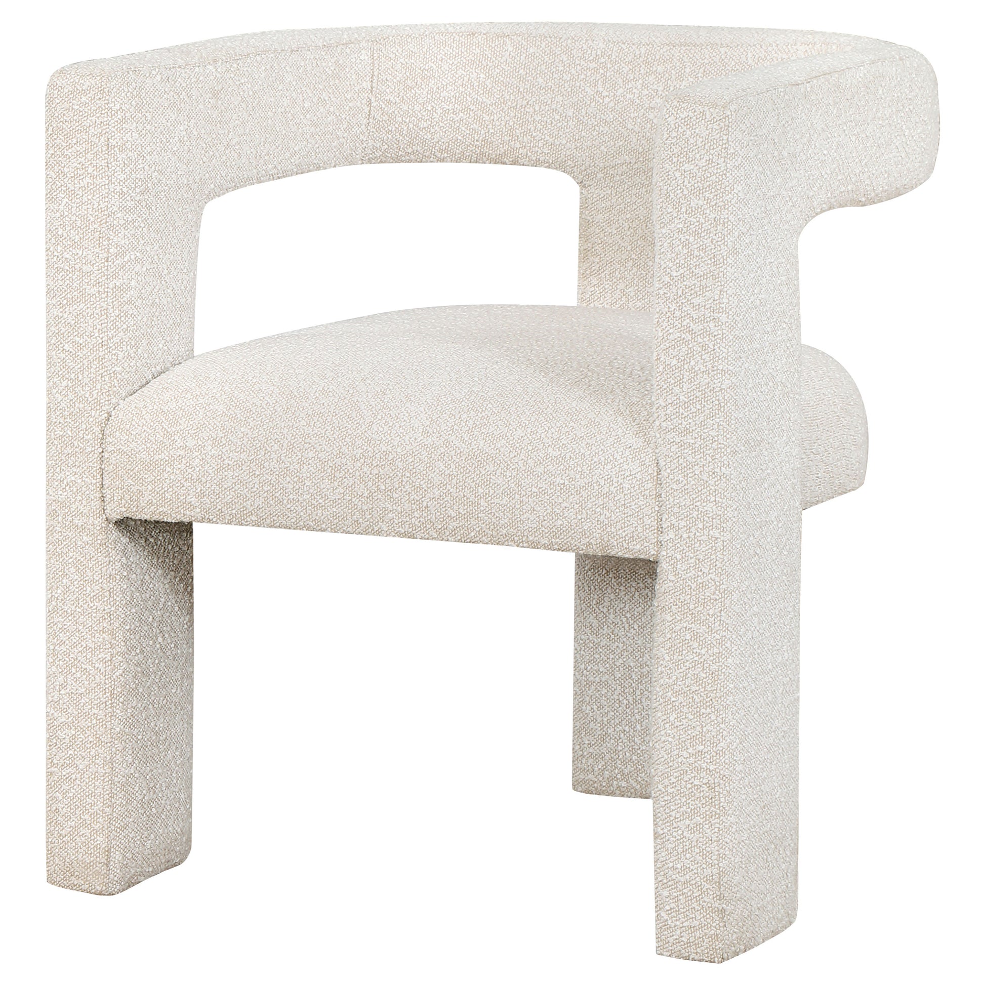 White Bouclé Side Chair - Dining Room Accent