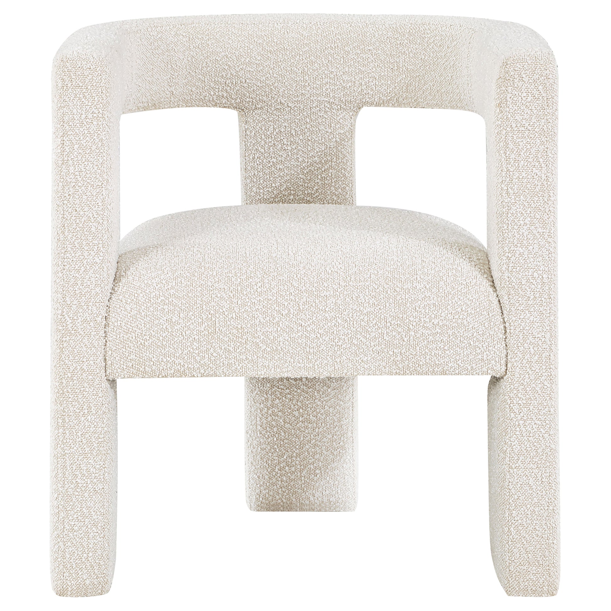 White Bouclé Side Chair - Dining Room Accent