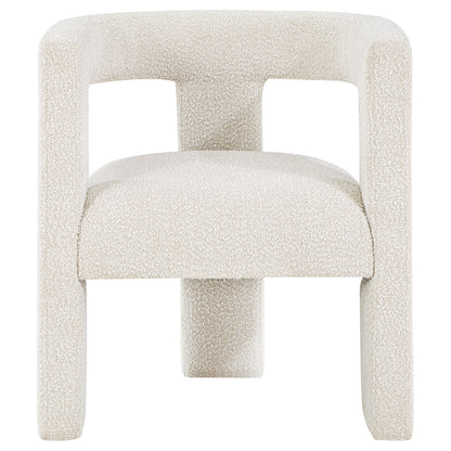 White Bouclé Side Chair - Dining Room Accent