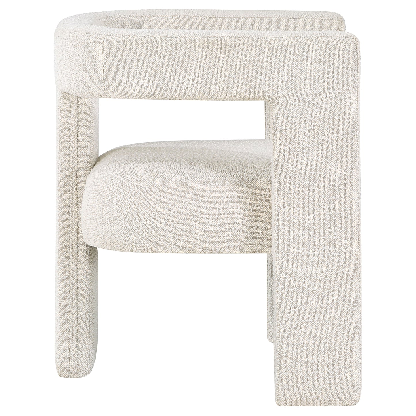 White Bouclé Side Chair - Dining Room Accent