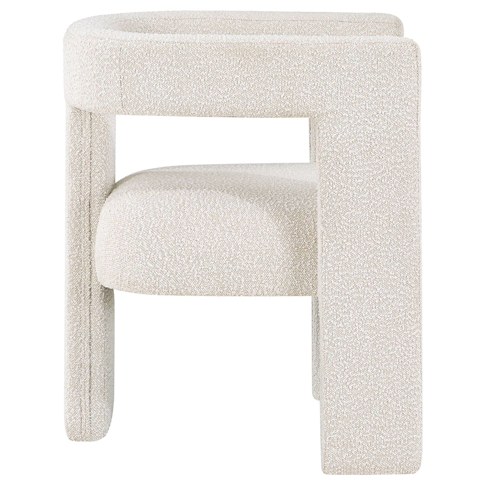 White Bouclé Side Chair - Dining Room Accent