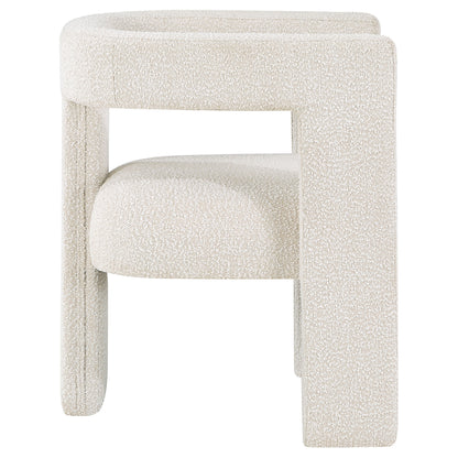 White Bouclé Side Chair - Dining Room Accent