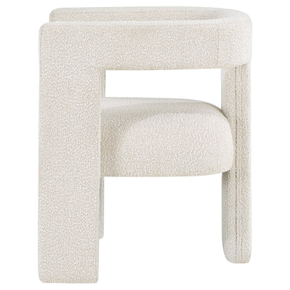 White Bouclé Side Chair - Dining Room Accent