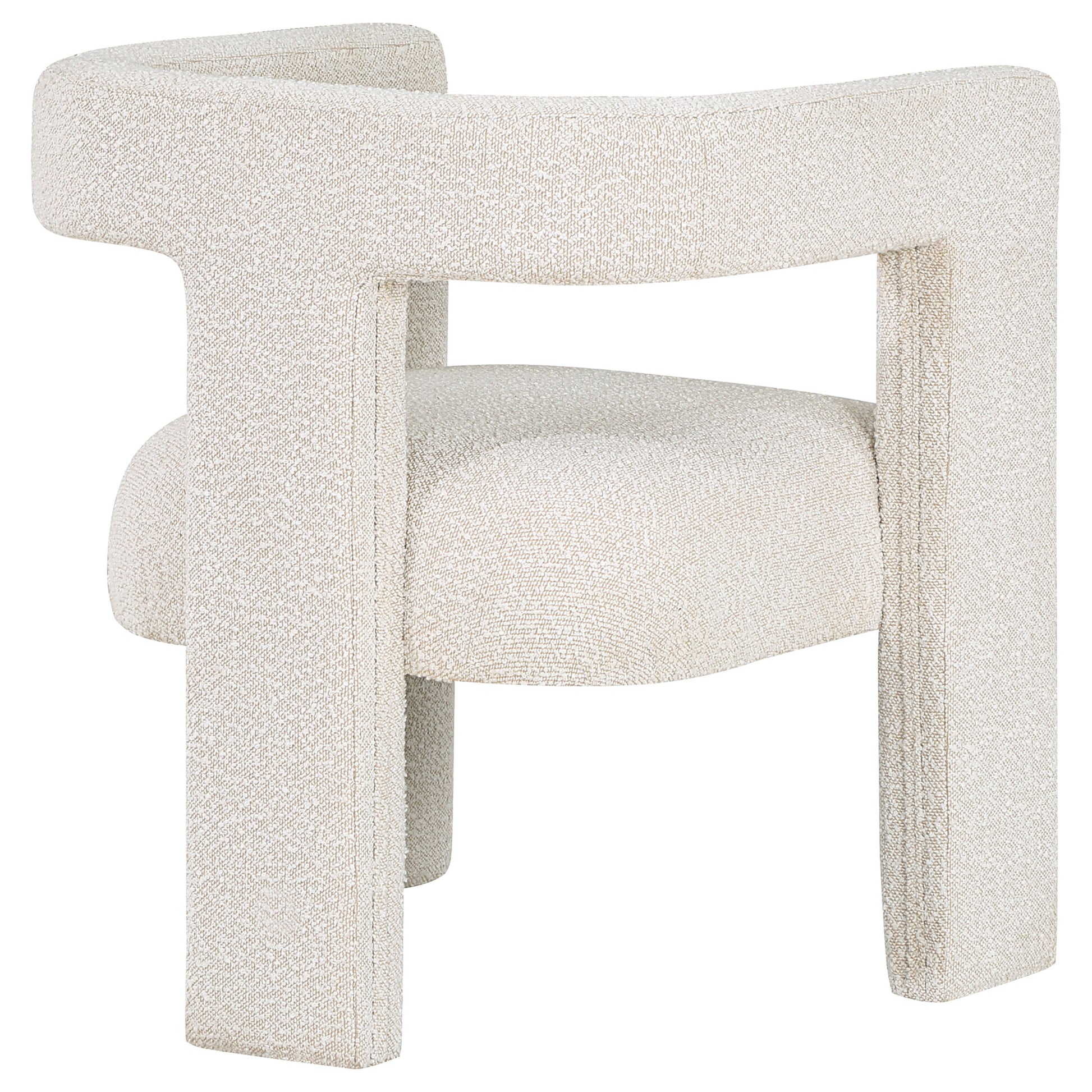 White Bouclé Side Chair - Dining Room Accent