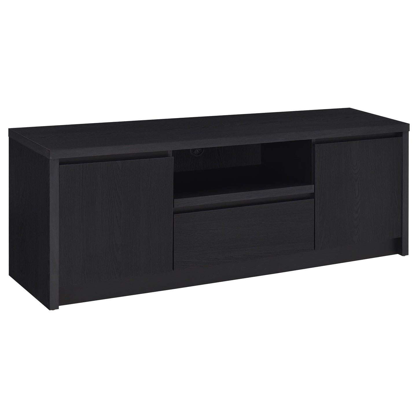 65 Inch TV Stand Black Engineered Wood