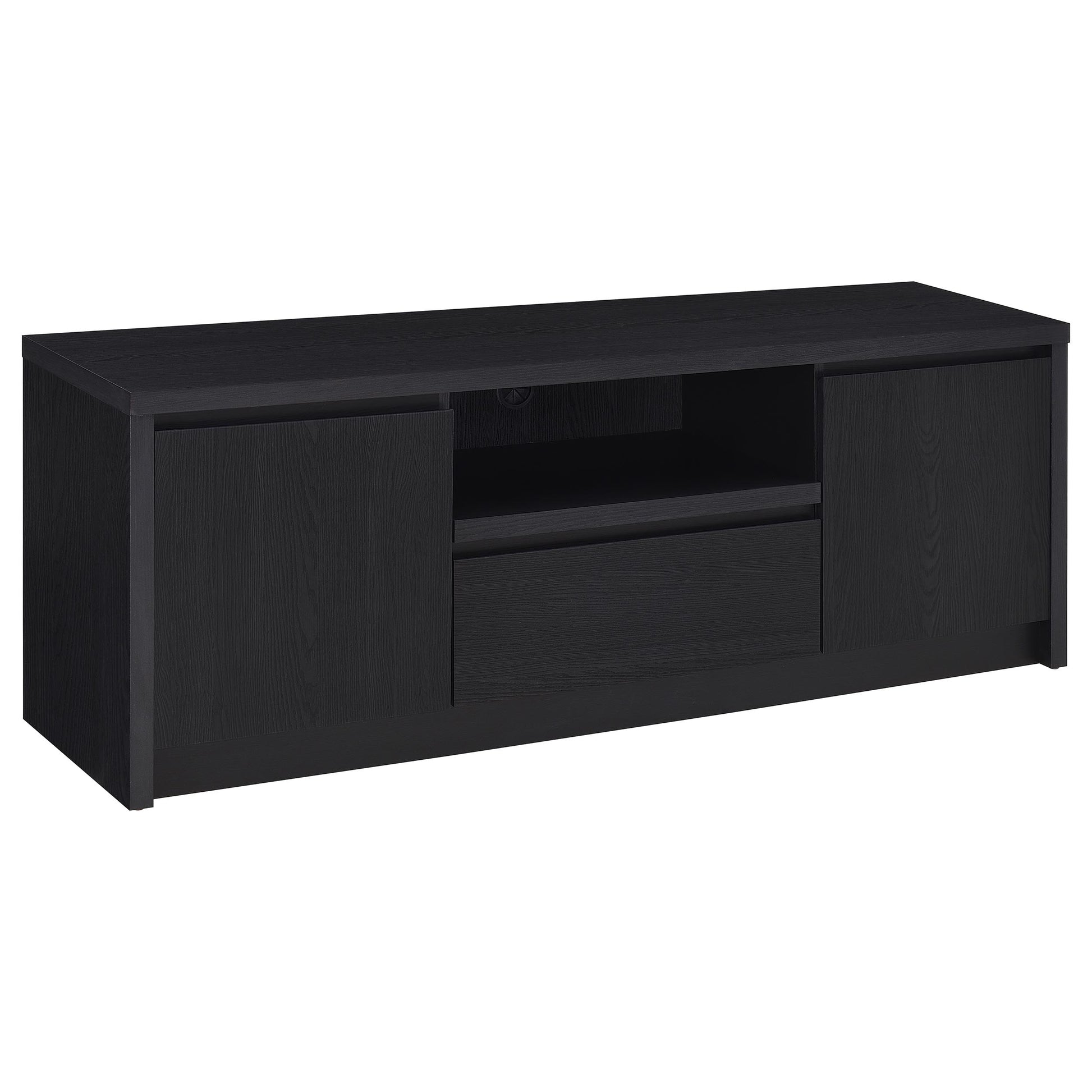65 Inch TV Stand Black Engineered Wood