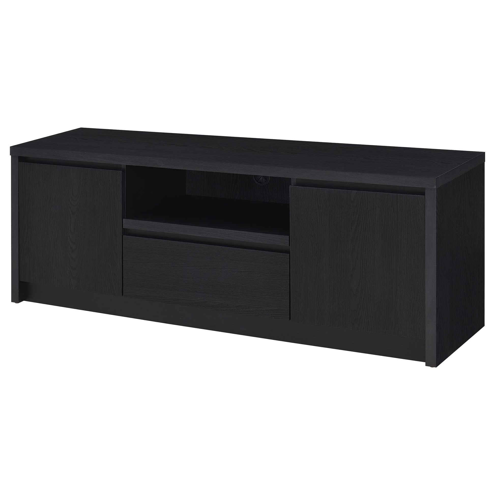 65 Inch TV Stand Black Engineered Wood