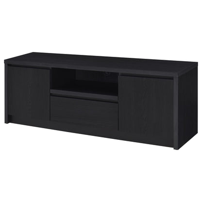 65 Inch TV Stand Black Engineered Wood