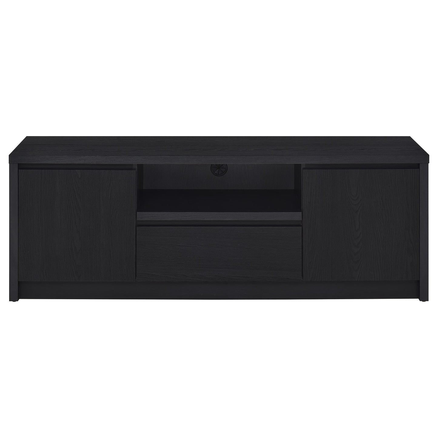 65 Inch TV Stand Black Engineered Wood