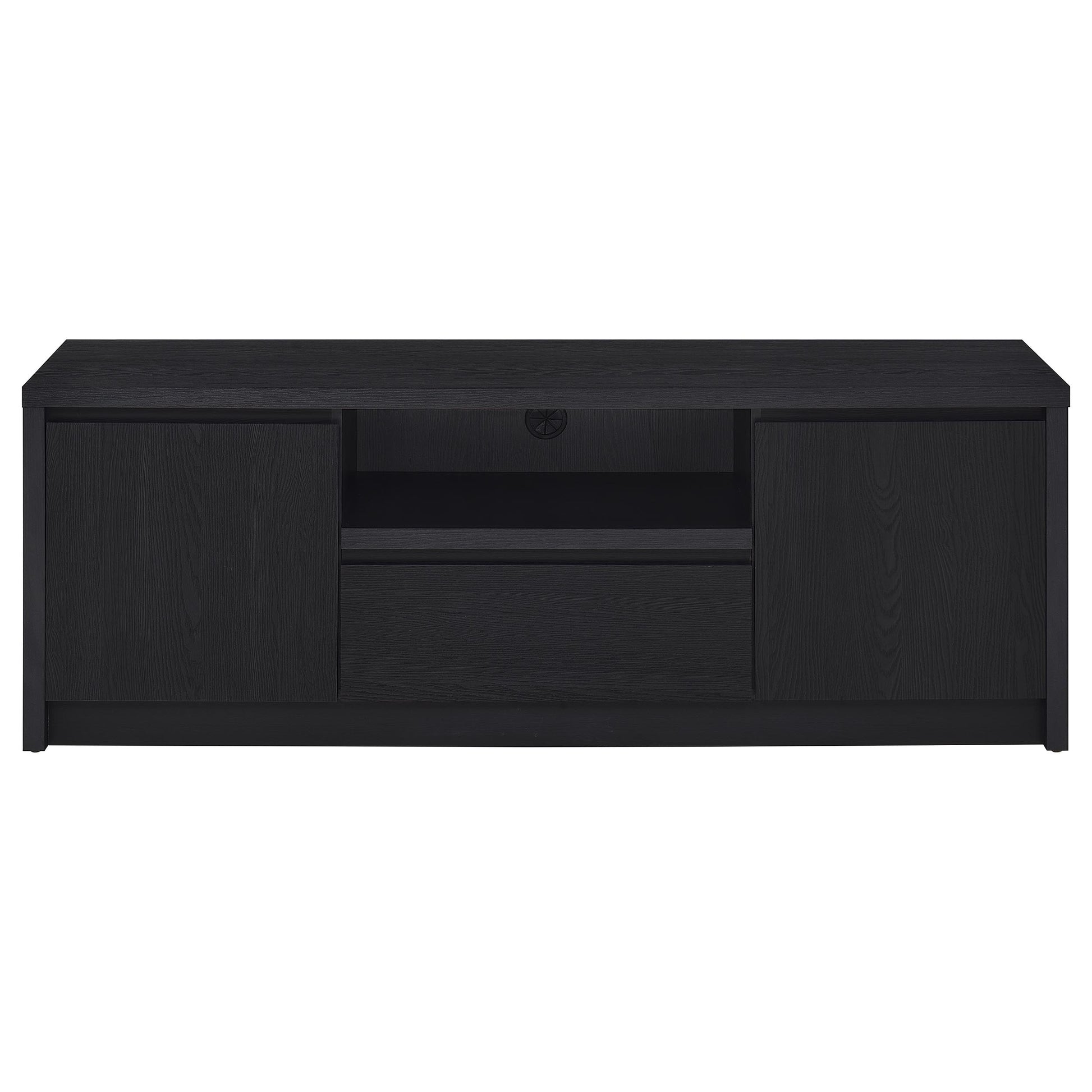 65 Inch TV Stand Black Engineered Wood