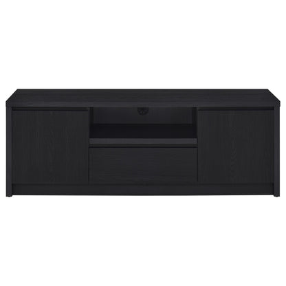 65 Inch TV Stand Black Engineered Wood