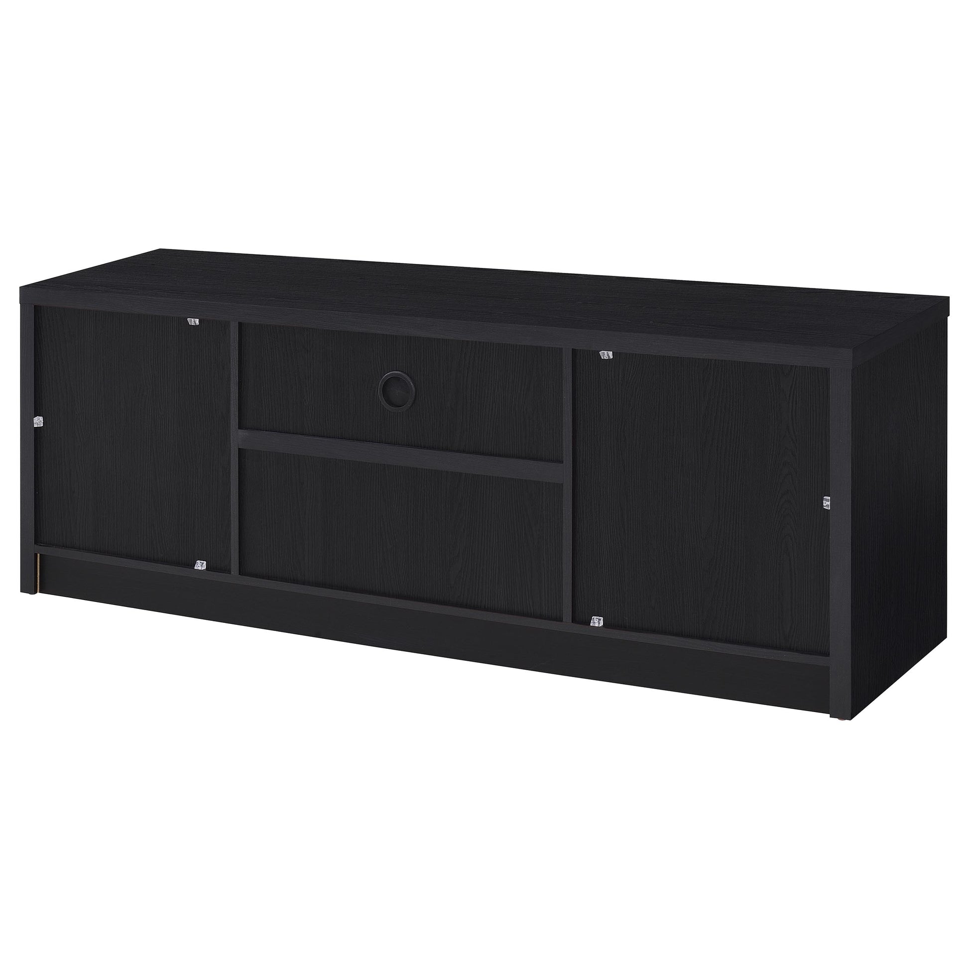 65 Inch TV Stand Black Engineered Wood
