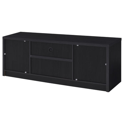 65 Inch TV Stand Black Engineered Wood