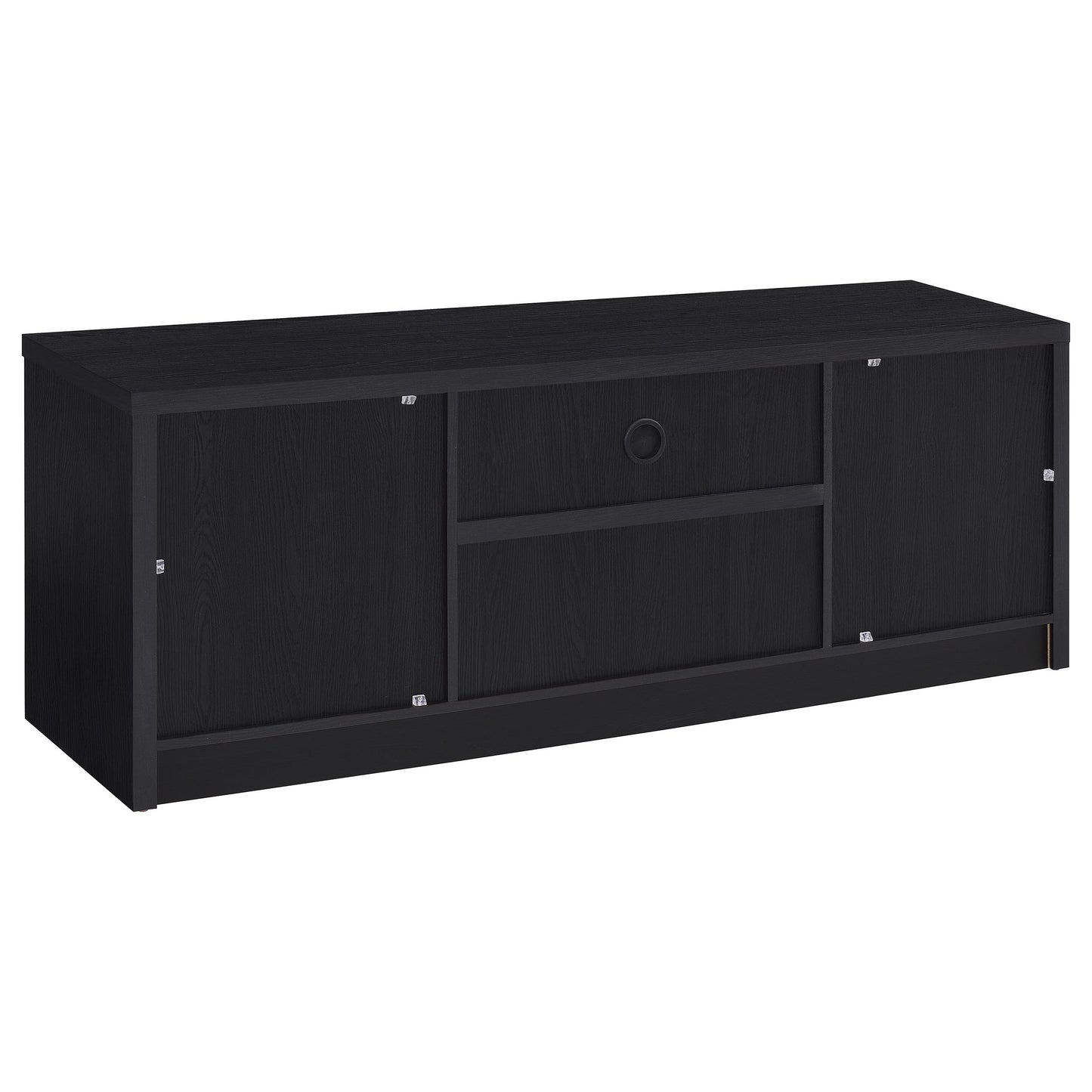 65 Inch TV Stand Black Engineered Wood