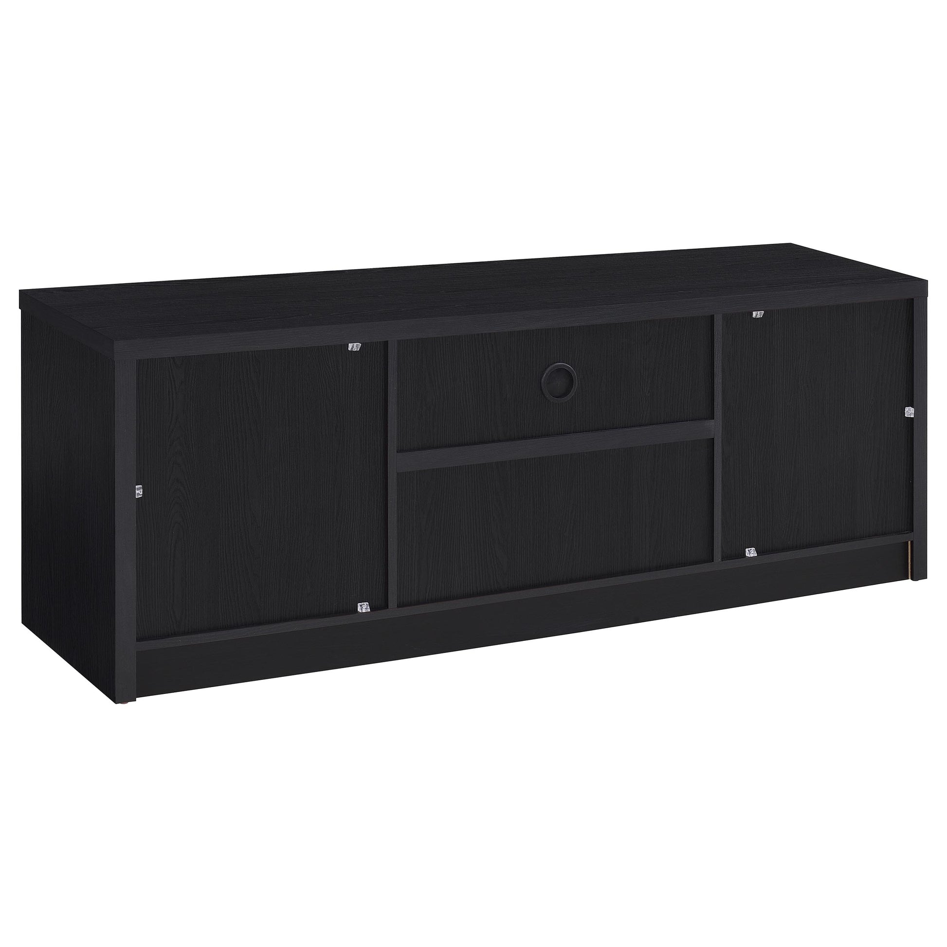 65 Inch TV Stand Black Engineered Wood