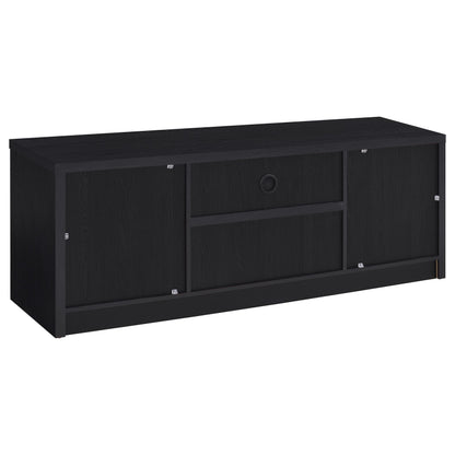 65 Inch TV Stand Black Engineered Wood