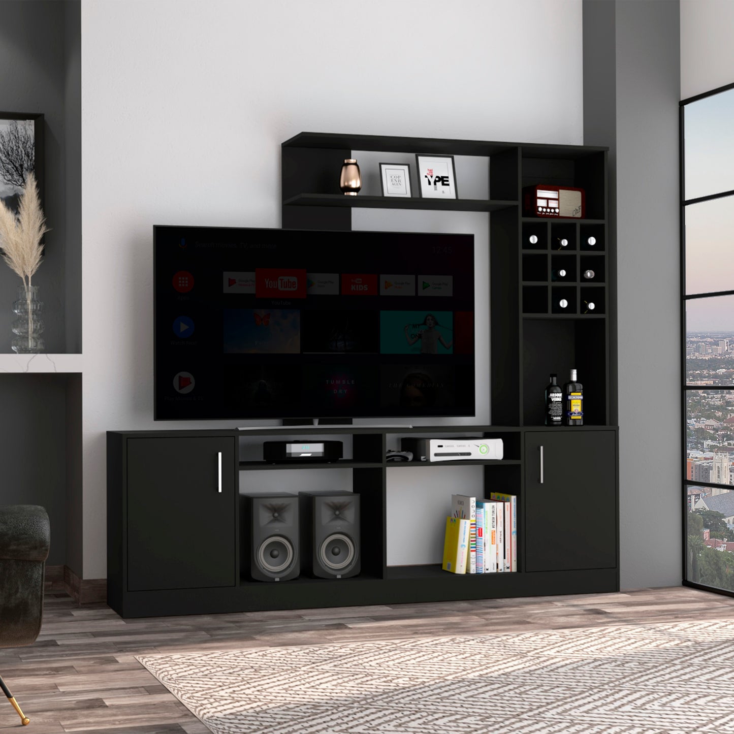 6-Bottle 2-Door Entertainment Center Wenge