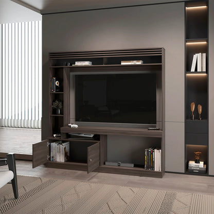 Walnut Entertainment Center - 50-59 Inch TV Storage for Living Room