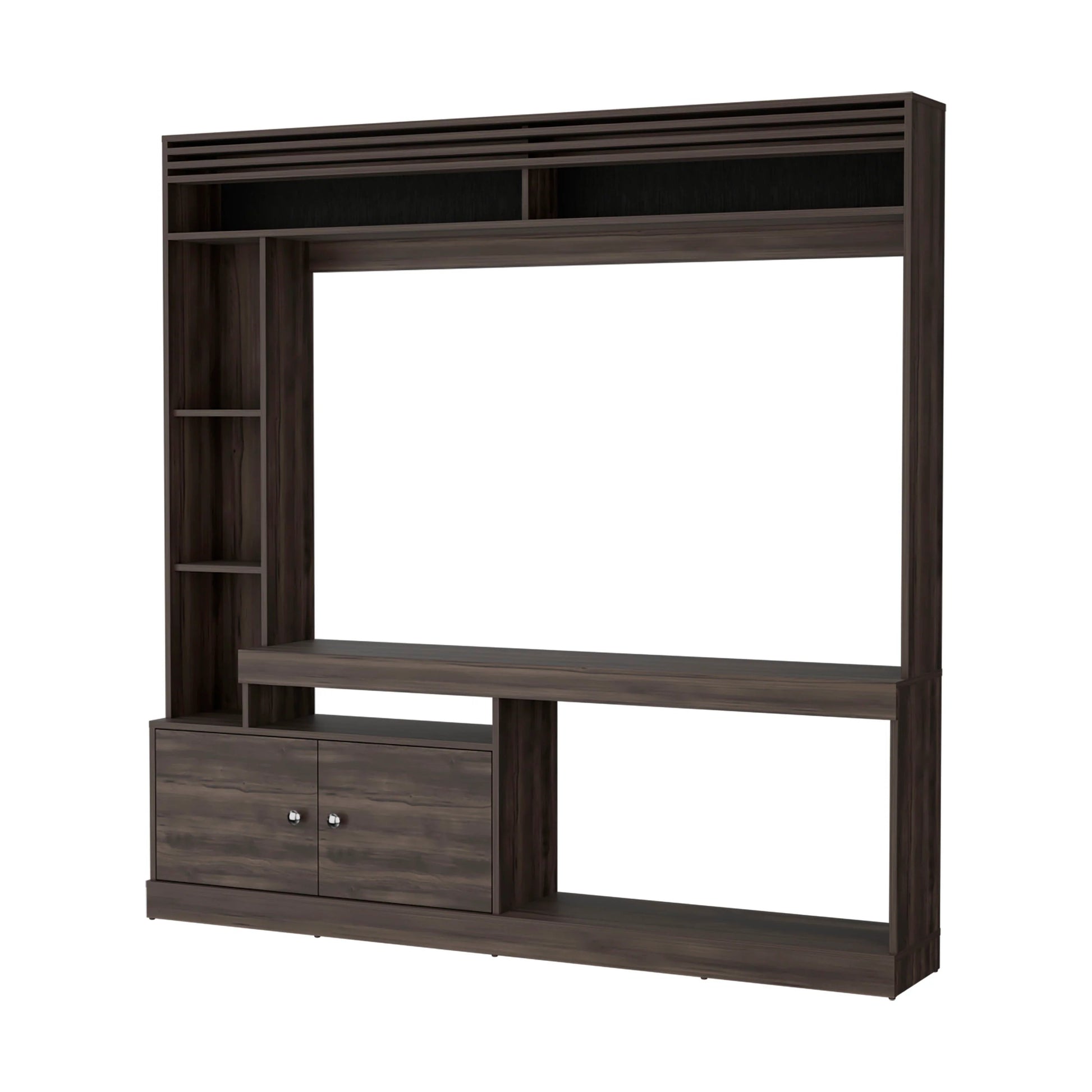 Walnut Entertainment Center - 50-59 Inch TV Storage for Living Room