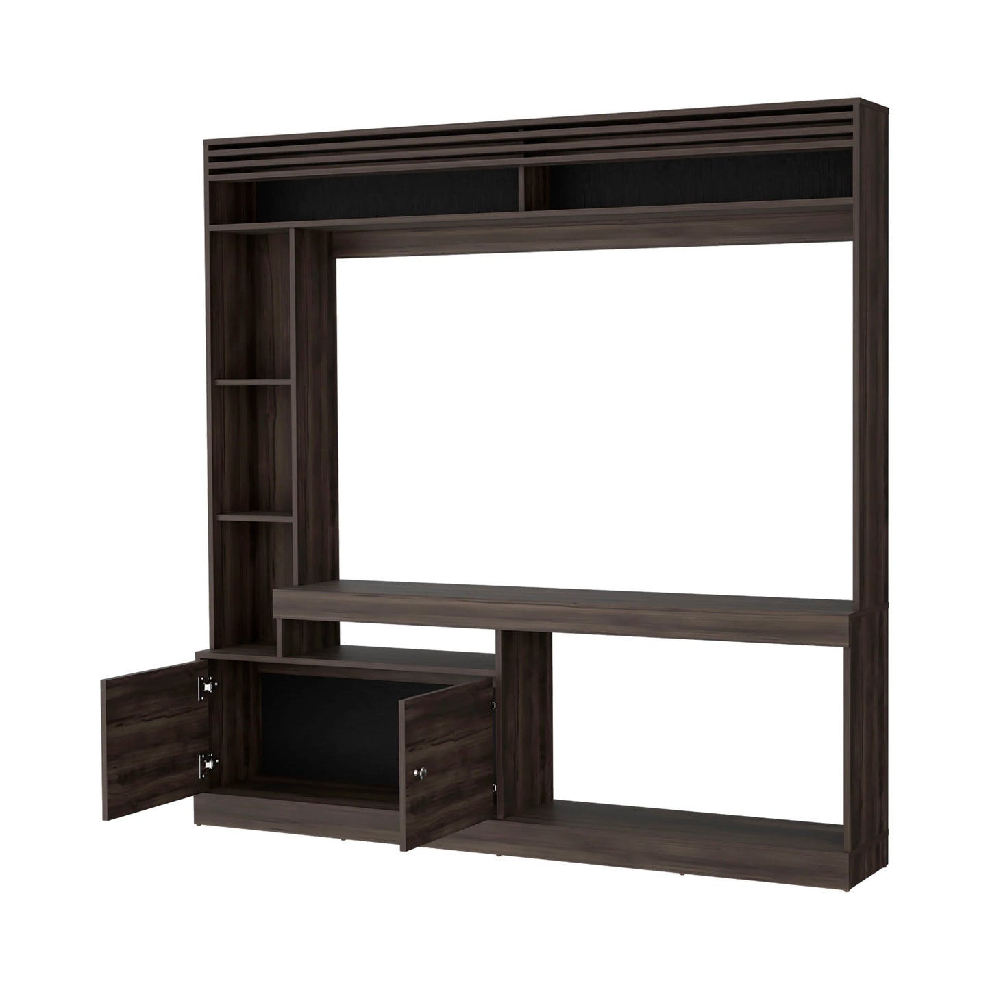 Walnut Entertainment Center - 50-59 Inch TV Storage for Living Room