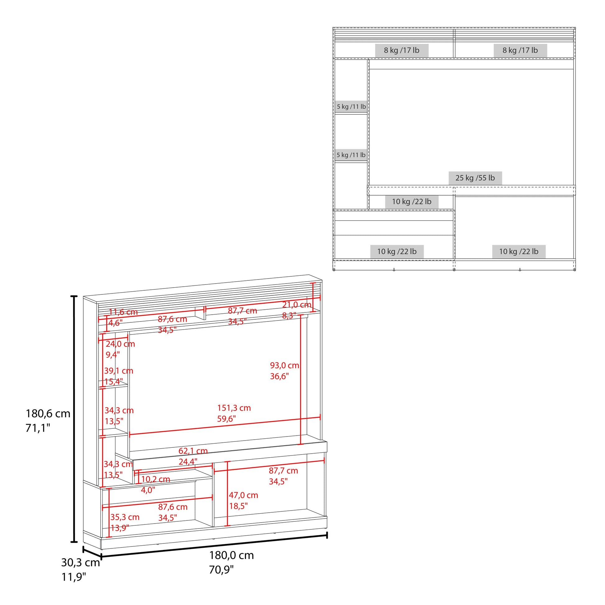 Walnut Entertainment Center - 50-59 Inch TV Storage for Living Room