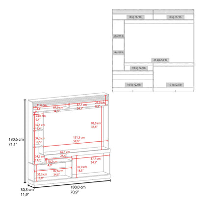 Walnut Entertainment Center - 50-59 Inch TV Storage for Living Room