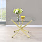 Orlette Brass and Clear Modern Brass Glasstop Dining Table