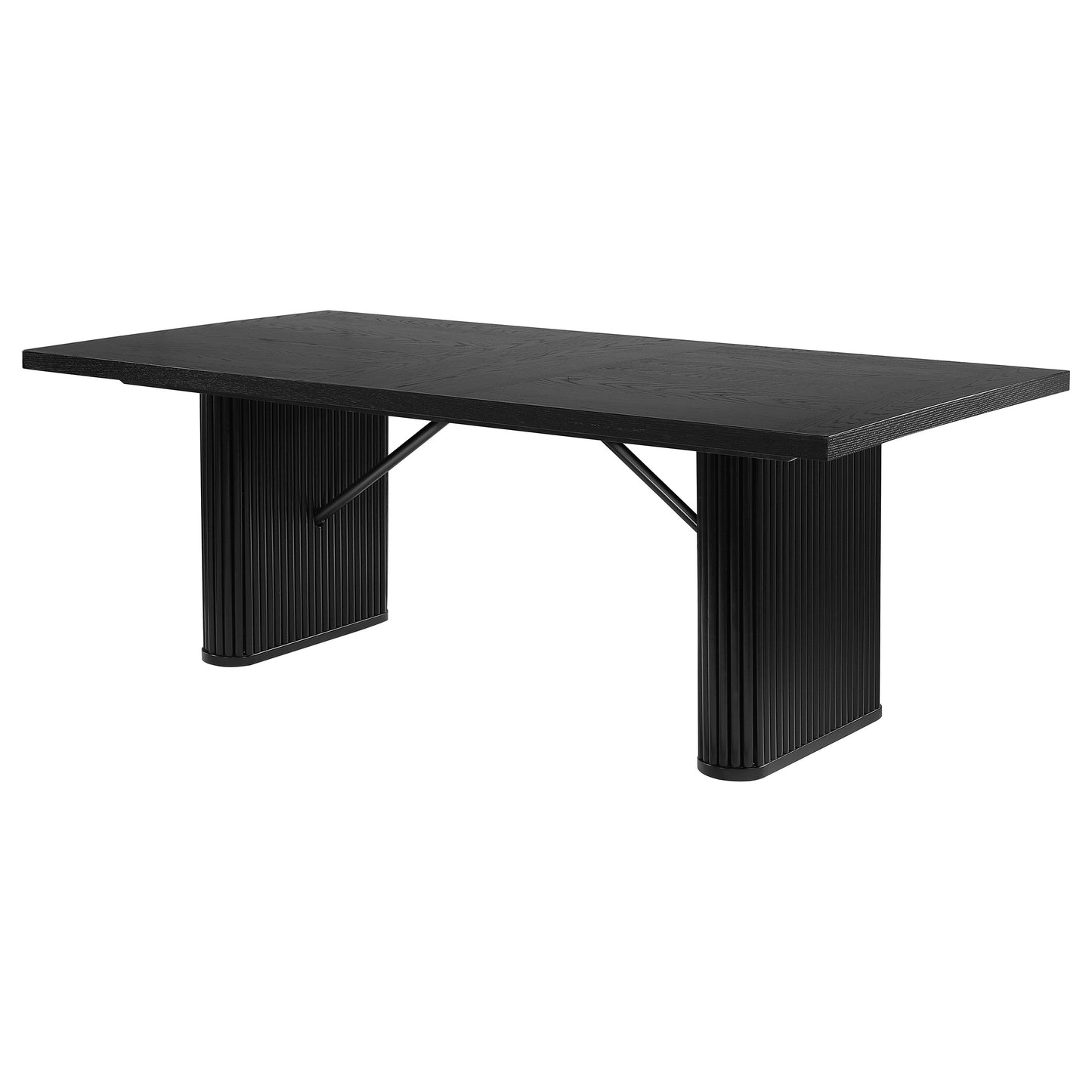 Houston Black Rectangular Double Pedestal Dining Table - 6 Seats
