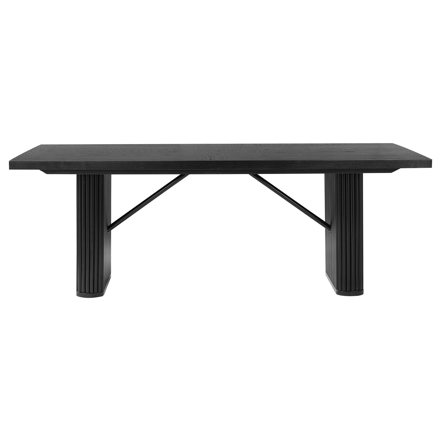 Houston Black Rectangular Double Pedestal Dining Table - 6 Seats
