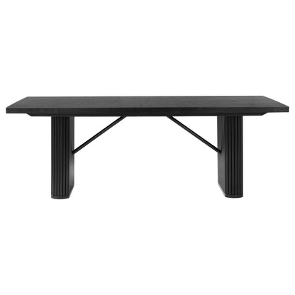 Houston Black Rectangular Double Pedestal Dining Table - 6 Seats