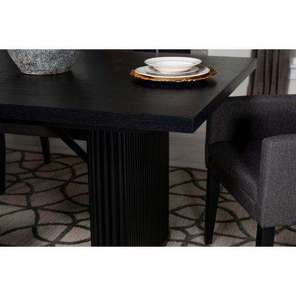 Houston Black Rectangular Double Pedestal Dining Table - 6 Seats