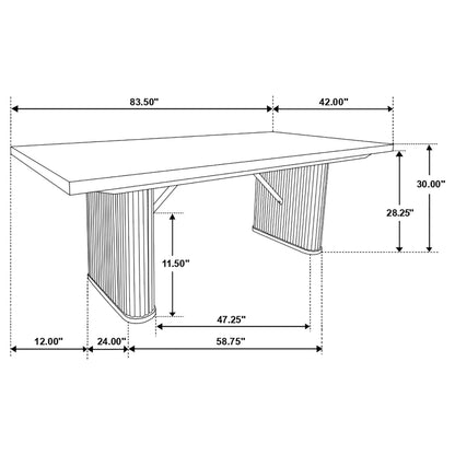 Houston Black Rectangular Double Pedestal Dining Table - 6 Seats