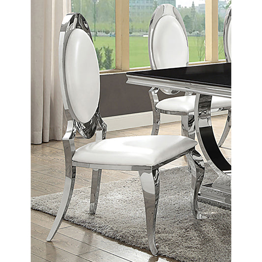 Creamy White Dining Chairs - Oval Queen Anne Back