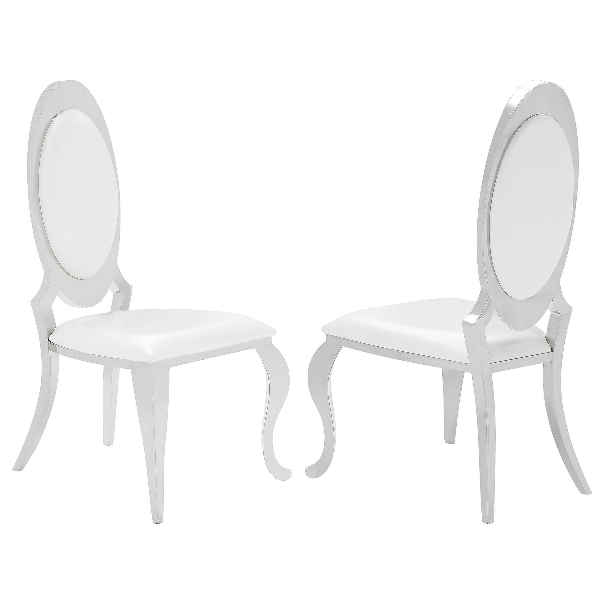 Creamy White Dining Chairs - Oval Queen Anne Back