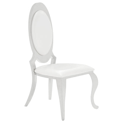 Creamy White Dining Chairs - Oval Queen Anne Back