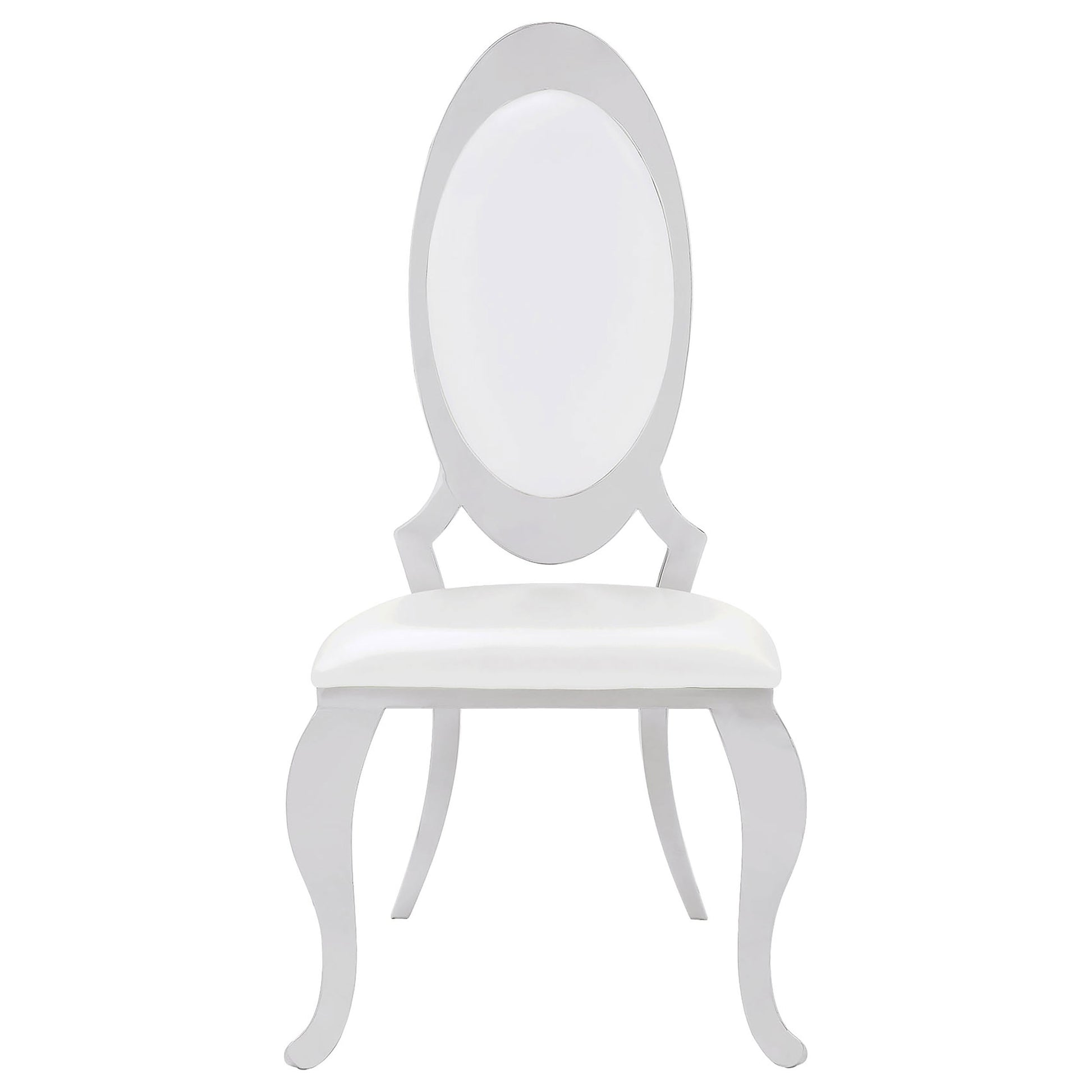 Creamy White Dining Chairs - Oval Queen Anne Back